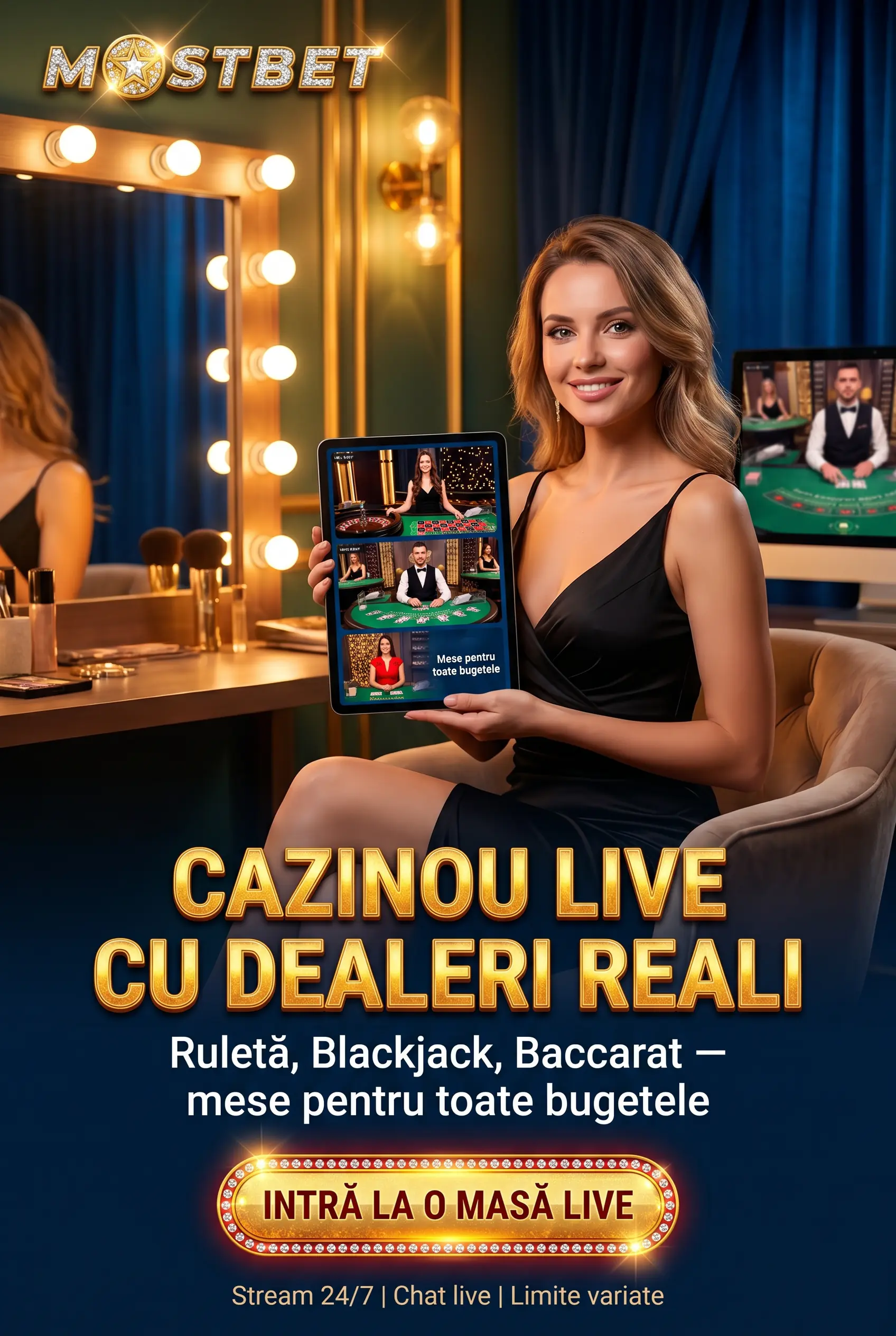 Cazino live Mostbet cu dealeri în timp real