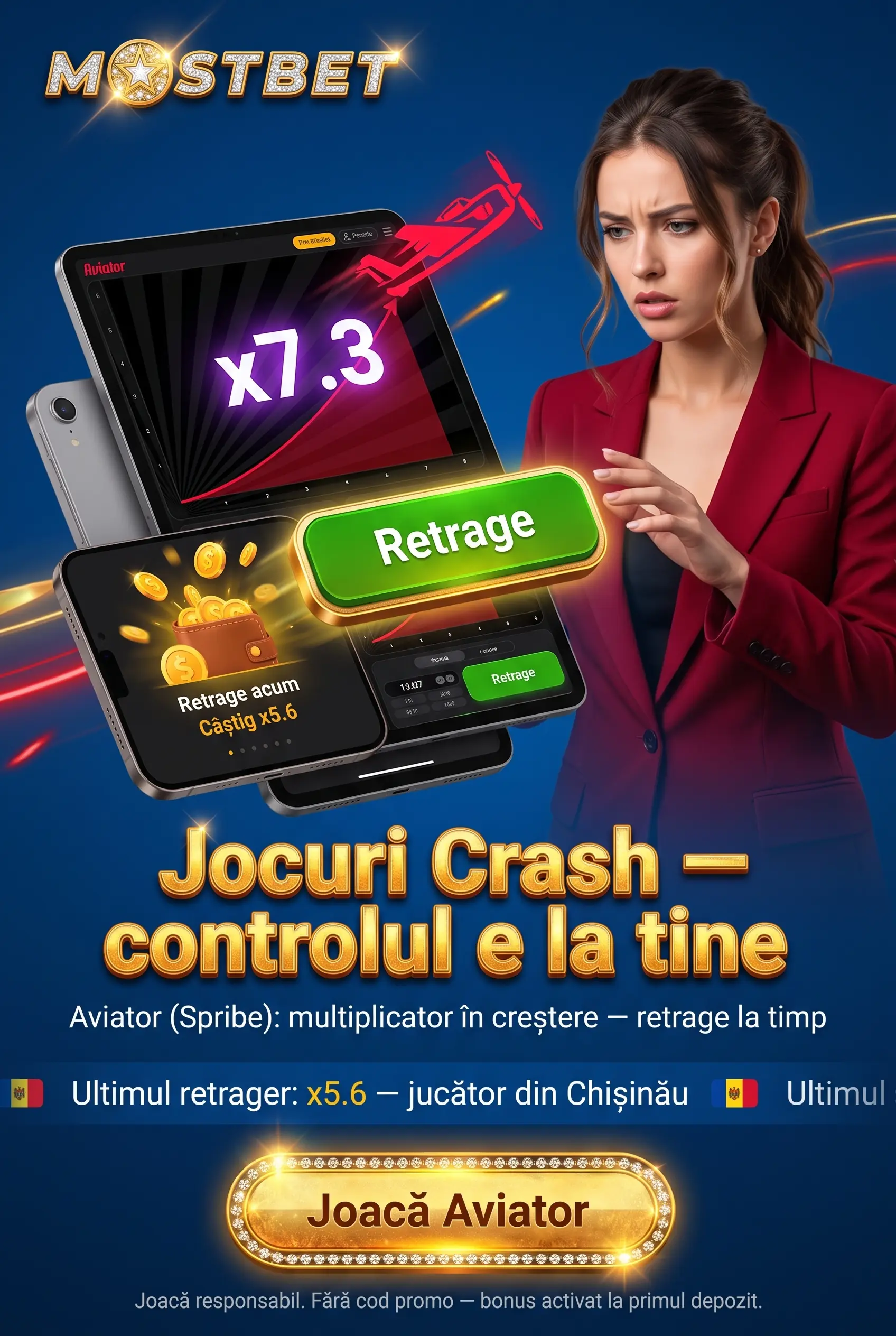 Jocuri crash și Aviator la Mostbet